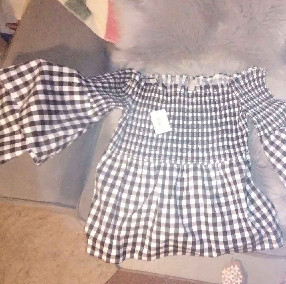 Gingham Off the Shoulder Top